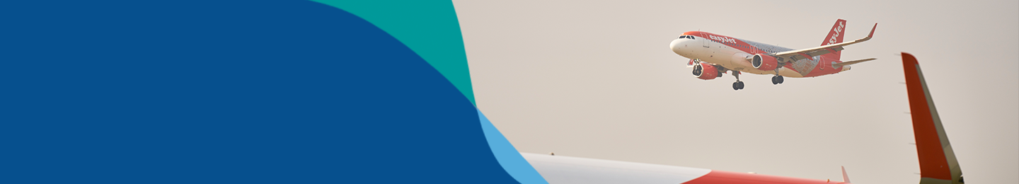 London Gatwick brand flow line over dark blue background